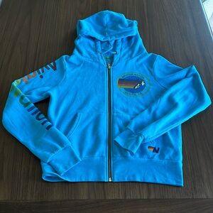 Aviator Nation Zip Hoodie in Neon Blue